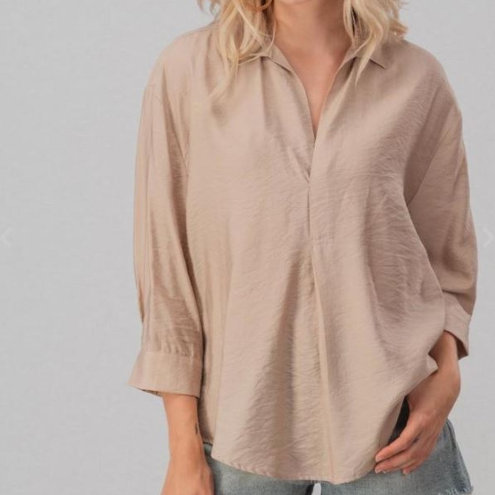 Slouchy Oversized Blouse Satin Look